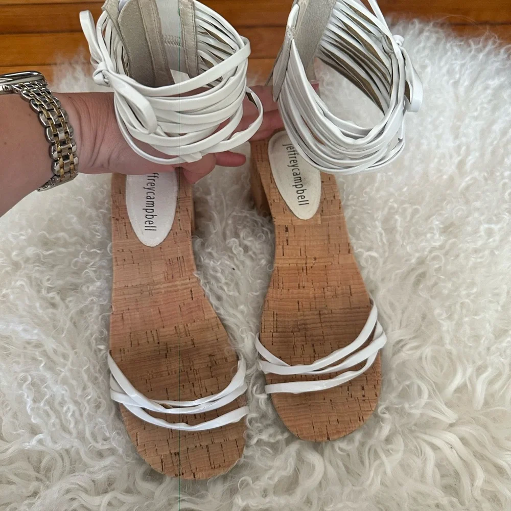 Jeffrey Campbell Everglade white patent sandal 7.5